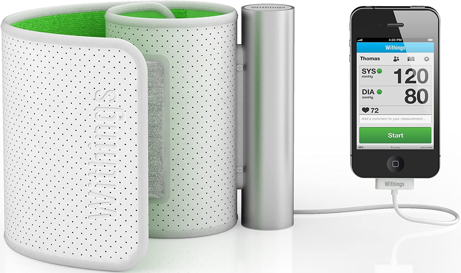 Withings/Nokia BP-800 Blood Pressure Monitor, White/Green