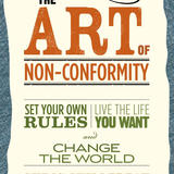 Book cover of “The Art of Non-Conformity” by Chris Guillebeau, with orange and green text on a cream background.