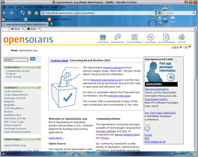 Firefox wearing the OpenSolaris Persona