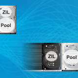 One hard drive labeled “ZIL” and “Pool” sits above two separate drives individually labeled “ZIL” and “Pool” with motion-blur lines.